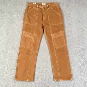 Agolde Cooper Cargo Jeans Womens 31 (33x28) Beeswax Brown Straight Cropped NEW